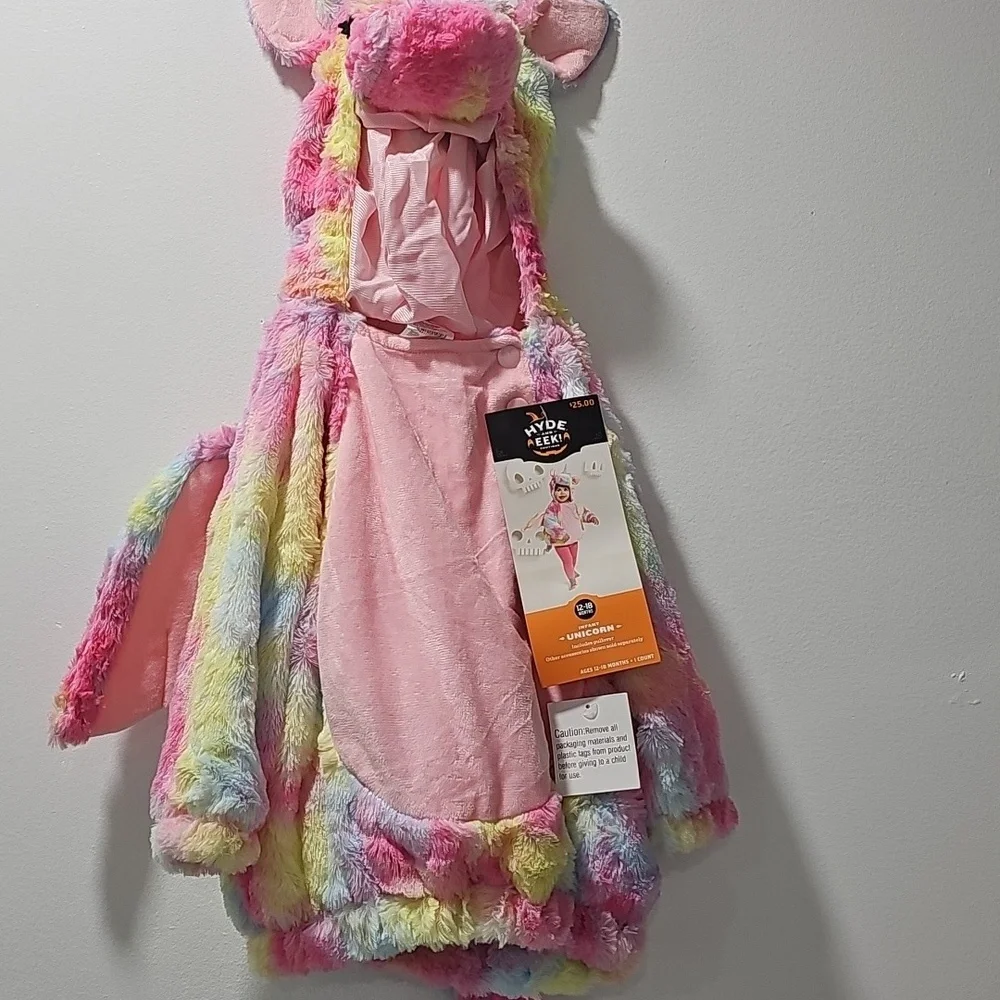 Infant Girls Size 12-18m Hooded Pullover Plush‎ Unicorn Halloween Costume
